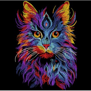 Cat bright stitches embroidery design - Embroidery Design