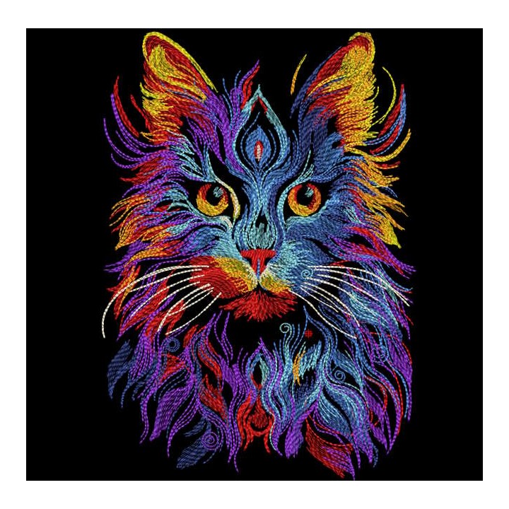 Cat bright stitches embroidery design - Embroidery Design
