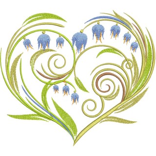 Flower heart bells embroidery design - Embroidery Design