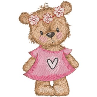 Teddy bear girl summer mood embroidery design - Embroidery Design