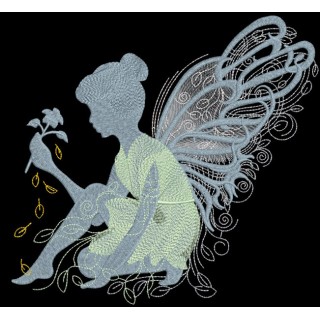 Forest fairy with rose embroidery design - Embroidery Design