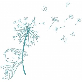 Dandelion carried away girl embroidery design - Embroidery Design