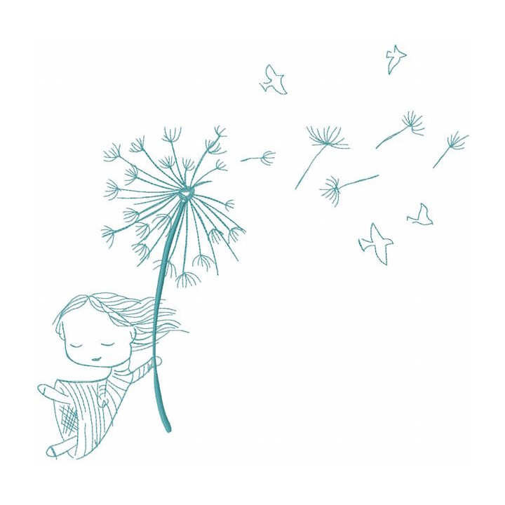 Dandelion carried away girl embroidery design - Embroidery Design