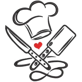 Chef knives cooking pattern embroidery design - Embroidery Design