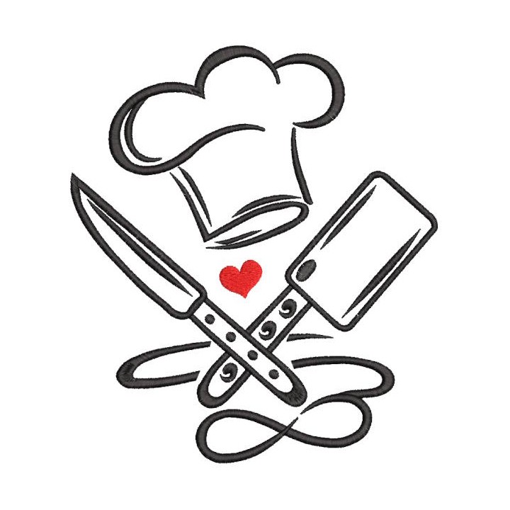 Chef knives cooking pattern embroidery design - Embroidery Design