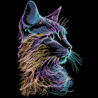 Cat art style embroidery design - Embroidery Design
