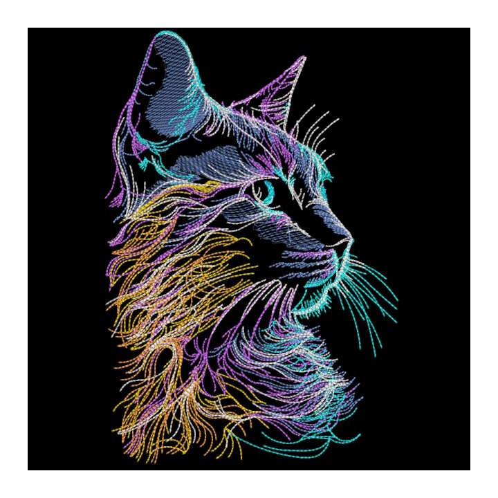Cat art style embroidery design - Embroidery Design