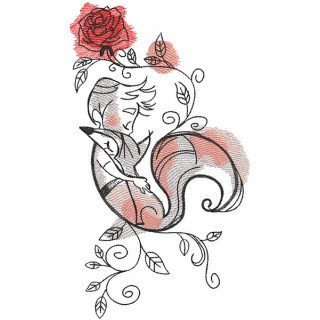 Little prince fox and rose embroidery design - Embroidery Design