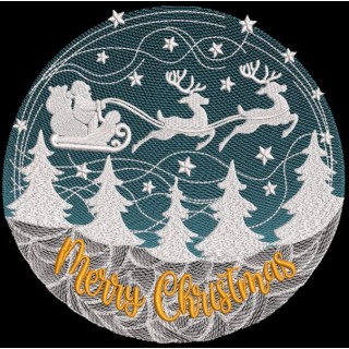 Merry Christmas Round Decoration embroidery design - Embroidery Design