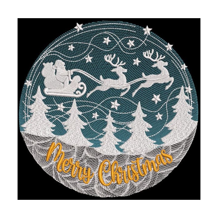 Merry Christmas Round Decoration embroidery design - Embroidery Design