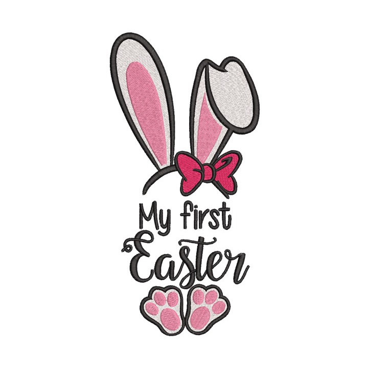 Bunny ears my first easter embroidery design - Embroidery Design