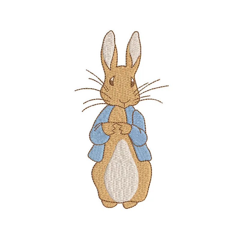 Cute Peter Rabbit embroidery design featuring a charming bunny with delicate stitching details.