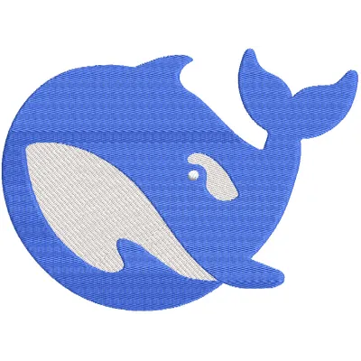 DeepSeek symbol logo embroidery design featuring intricate stitching and a modern, minimalist aesthetic.