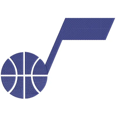Utah Jazz Logo one color embroidery design featuring the iconic team emblem on a textured fabric background.