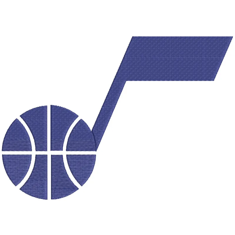 Utah Jazz Logo one color embroidery design featuring the iconic team emblem on a textured fabric background.