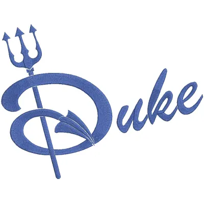 Duke Blue Devils alternate logo embroidery design featuring the iconic blue devil mascot in vibrant colors.