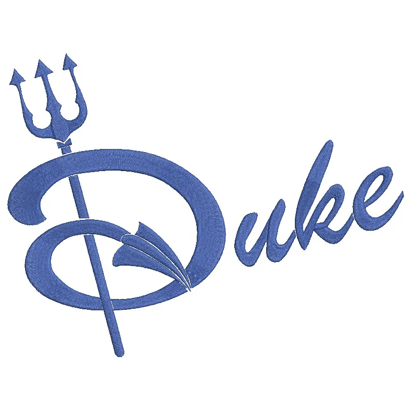 Duke Blue Devils alternate logo embroidery design featuring the iconic blue devil mascot in vibrant colors.