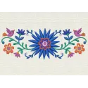 Colorful flowers and birds ornament embroidery design, showcasing intricate stitching and vibrant details for decoration.