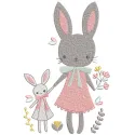 Easter bunny family embroidery design featuring adorable bunnies in pastel colors, perfect for holiday decor.