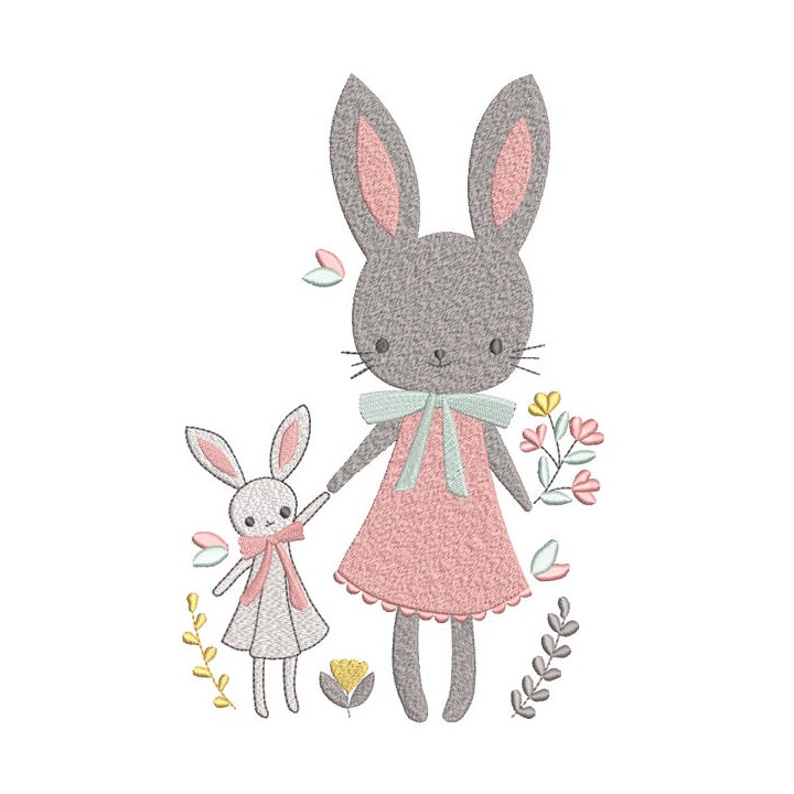 Easter bunny family embroidery design - Embroidery Design