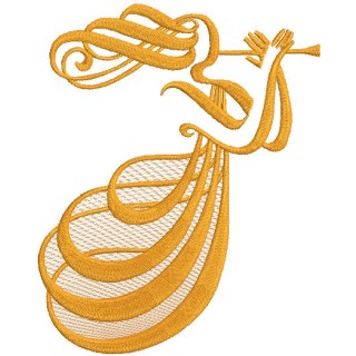 Golden angel with trumpet embroidery design - Embroidery Design