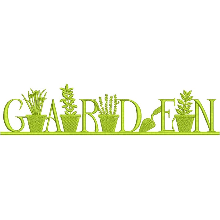Garden word embroidery design - Embroidery Design