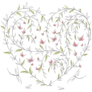 Botanical heart embroidery design - Embroidery Design
