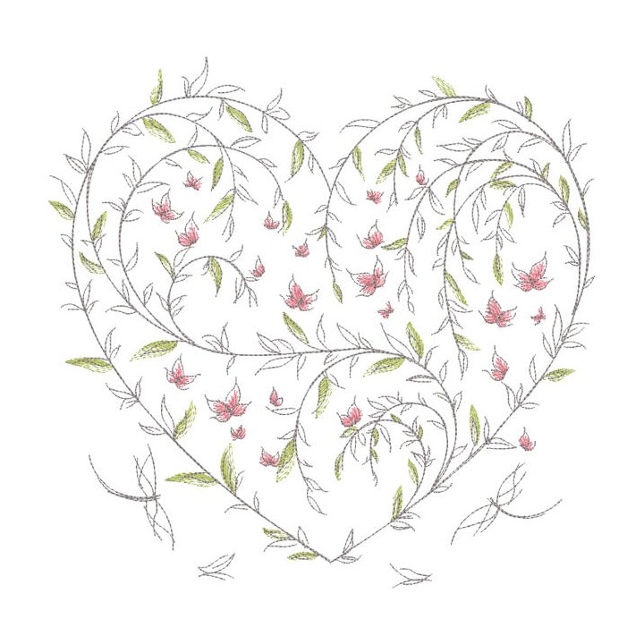 Botanical heart embroidery design - Embroidery Design