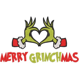 Merry grinhchmas heart embroidery design - Embroidery Design