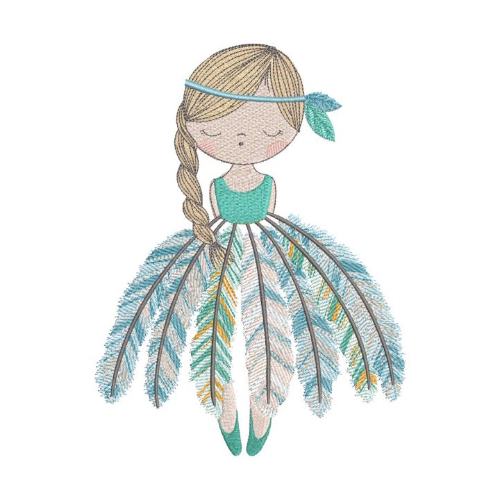 Native American ballerina embroidery design - Embroidery Design