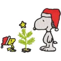 Christmas Snoopy and Woodstock Santa Hat embroidery design featuring festive characters in a playful holiday theme.