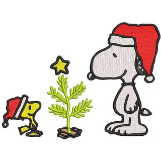 Christmas Snoopy And Woodstock Santa Hat embroidery design - Embroidery Design