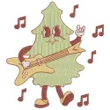 A detailed embroidery design featuring a singing Christmas tree, showcasing vibrant colors and intricate patterns.