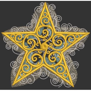 Vintage Gold Christmas star embroidery design - Embroidery Design