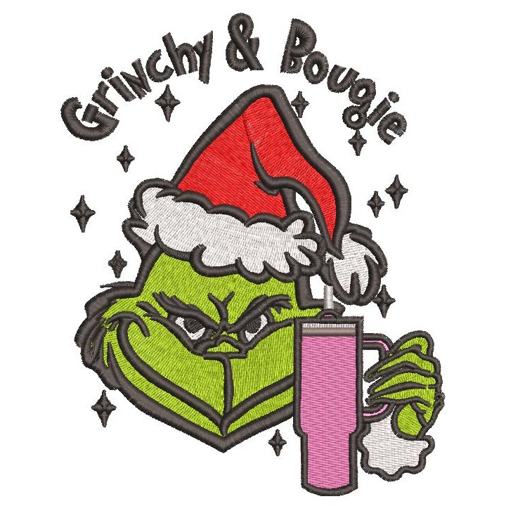Grinch And Bougie embroidery design - Embroidery Design