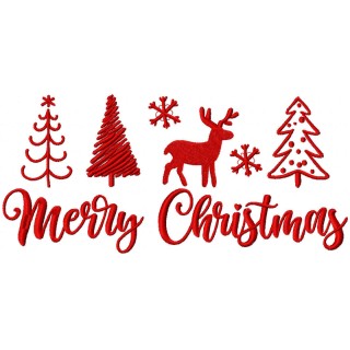 Merry Christmas classic symbols embroidery design - Embroidery Design