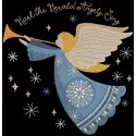Hark the Herald Angels Sing embroidery design featuring intricate angel motifs and elegant typography.