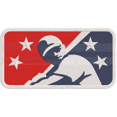 2023 Minor League Baseball logo embroidery design featuring vibrant colors and intricate stitching details.