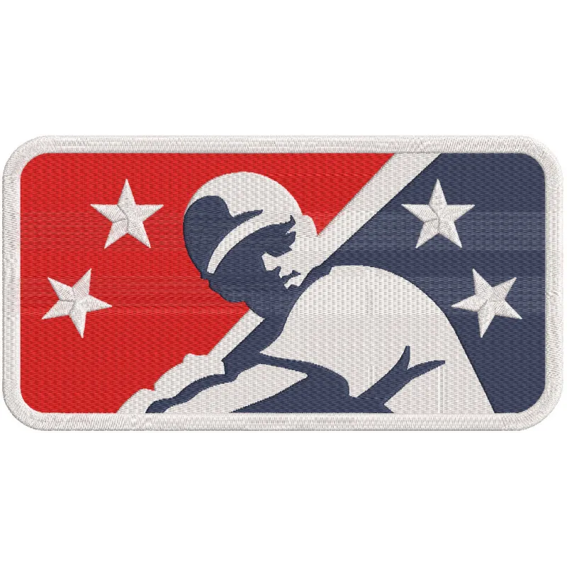 2023 Minor League Baseball logo embroidery design featuring vibrant colors and intricate stitching details.