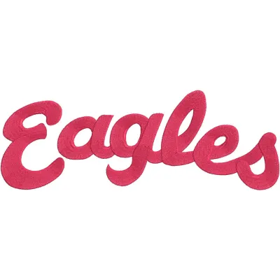 Eastern Washington Eagles Wordmark Logo embroidery design featuring bold lettering and vibrant colors on a fabric background.
