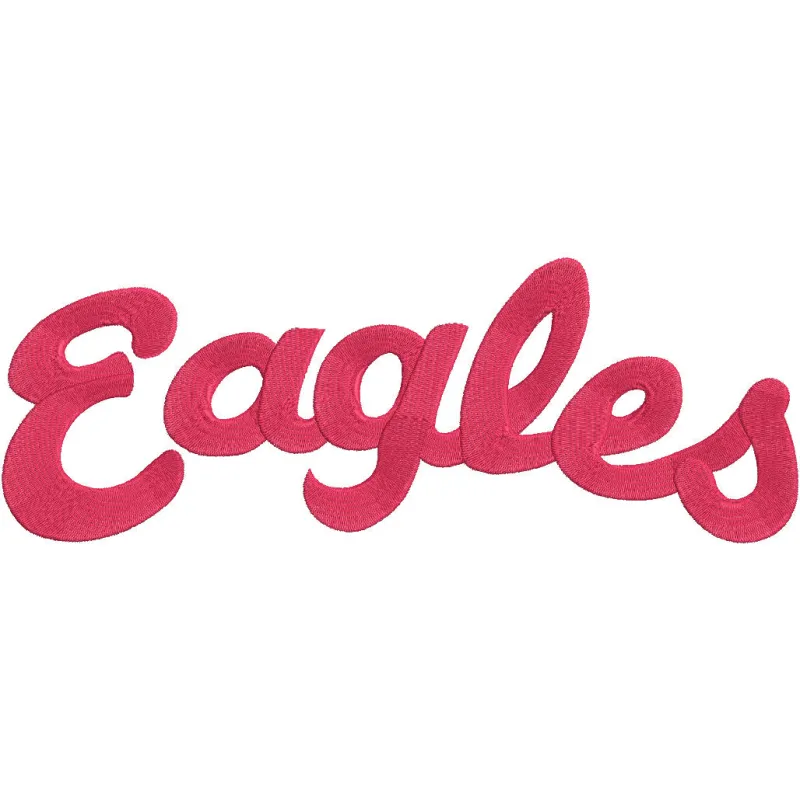 Eastern Washington Eagles Wordmark Logo embroidery design featuring bold lettering and vibrant colors on a fabric background.