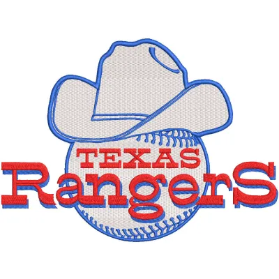 Texas Rangers Hat featuring detailed MLB embroidery design of the team's logo, showcasing vibrant colors and iconic symbol.