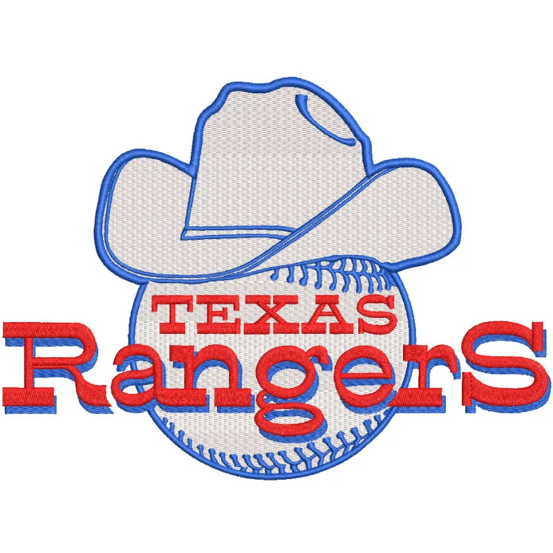Texas Rangers Hat featuring detailed MLB embroidery design of the team's logo, showcasing vibrant colors and iconic symbol.