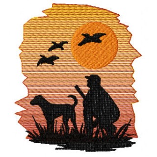 Hunter and dog embroidery design - Embroidery Design