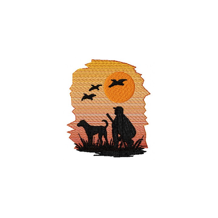 Hunter and dog embroidery design - Embroidery Design