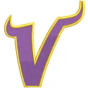 Minnesota Vikings V Logo embroidery design featuring the iconic purple and gold team colors on a textured fabric.