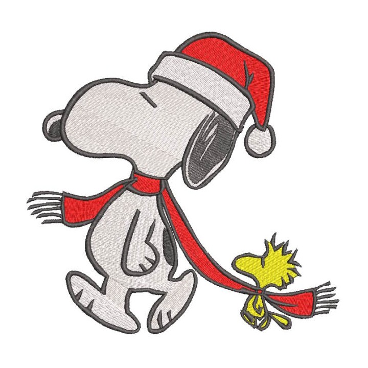 Snoopy Christmas walking embroidery design - Embroidery Design
