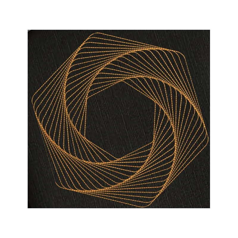 Abstract swirl decor embroidery design featuring intricate swirls and patterns in vibrant colors on fabric.