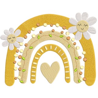 Boho summer rainbow embroidery design - Embroidery Design