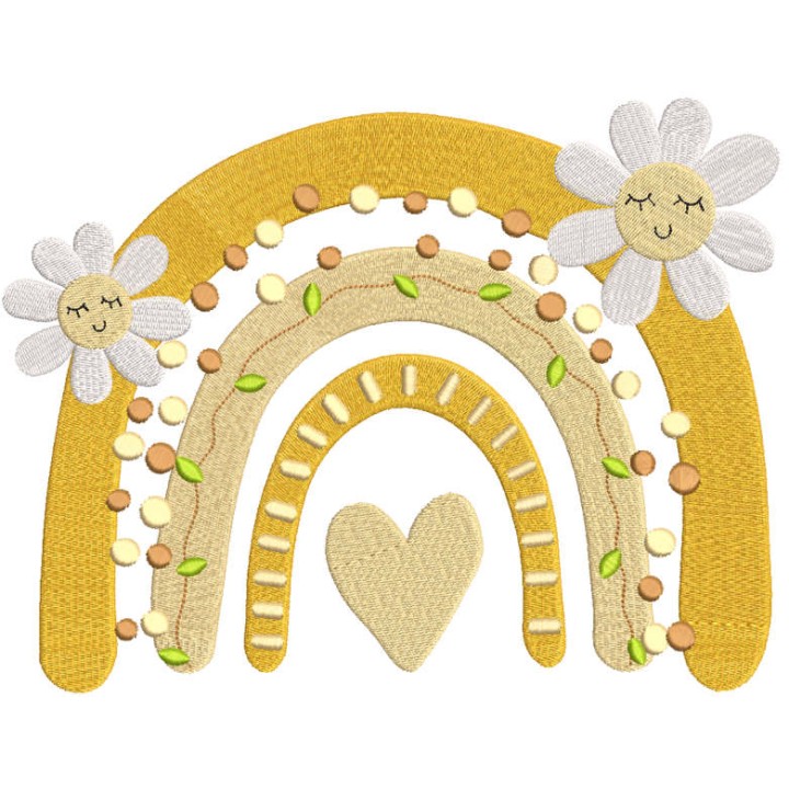 Boho summer rainbow embroidery design - Embroidery Design